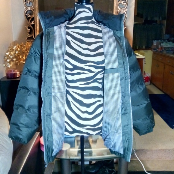 Mens Olive Green Bomber Puffer Coat - Picture 7 of 8